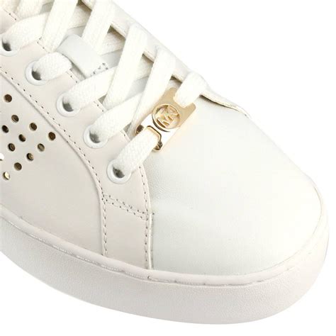 michael michael kors mickey leather training sneakers color white|Michael Kors white leather sneakers.